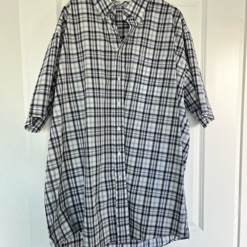 Cinch Black and White Checkered Button Down Shirt